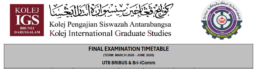 Bribus and Bri-iComm Final Examination Timetable